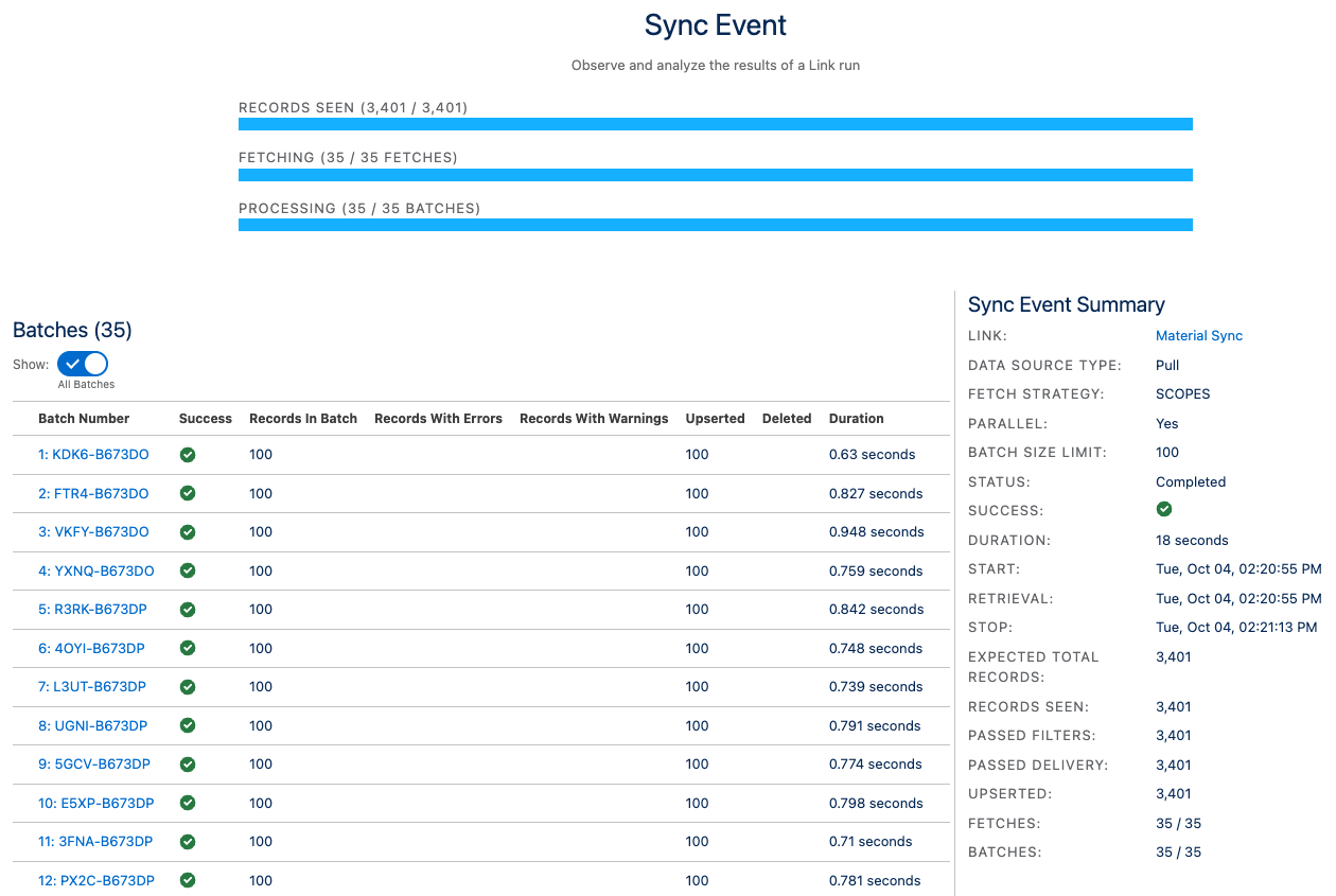 Sync Result Detail